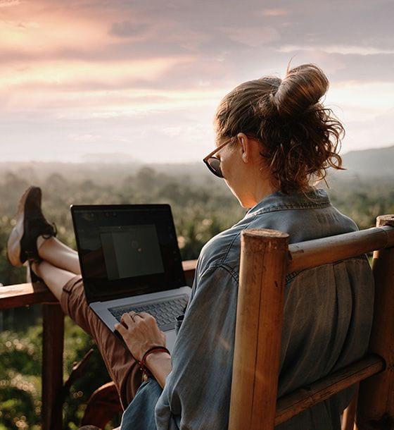 Woman working on laptop