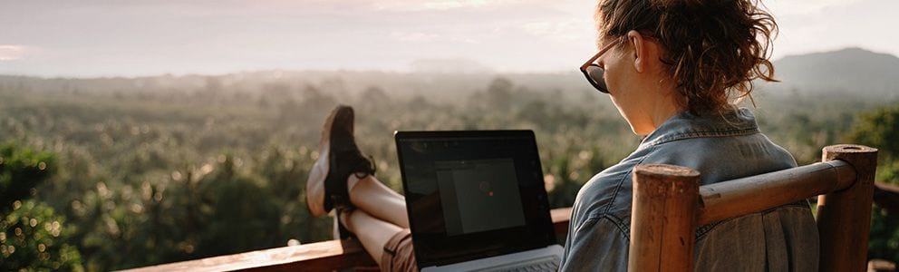 Woman working on laptop