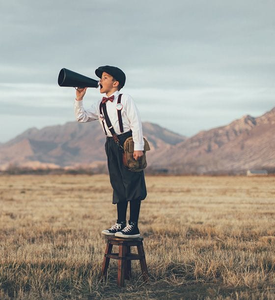 Boy with megaphone