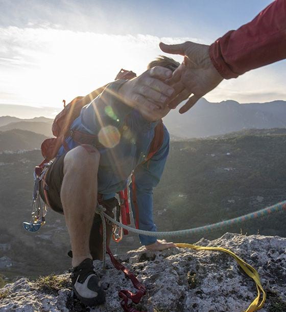 Two hikers on a mountain