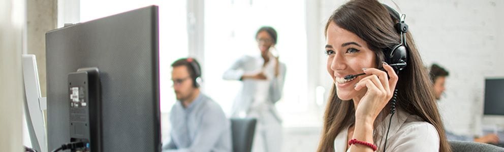 Woman on a headset