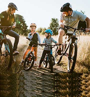 Family on bikes