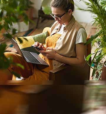 Woman using laptop